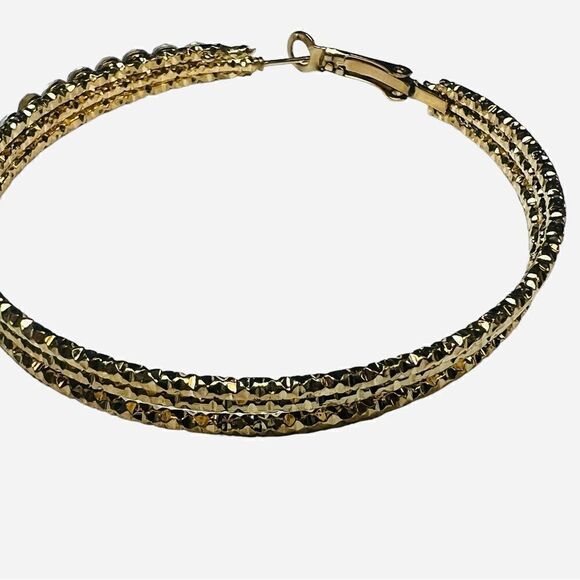 NWOT JTV Off Park Collection White Crystal Gold Tone Hoop Earrings - Picture 7 of 7